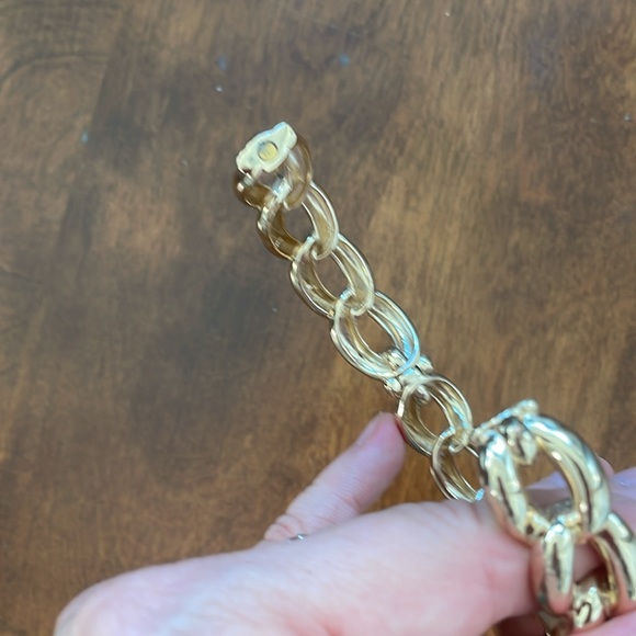 🎃 Alexis Bittar Metallic Gray Lucite Gold-Tone Chain Link Bangle Bracelet - Picture 7 of 12